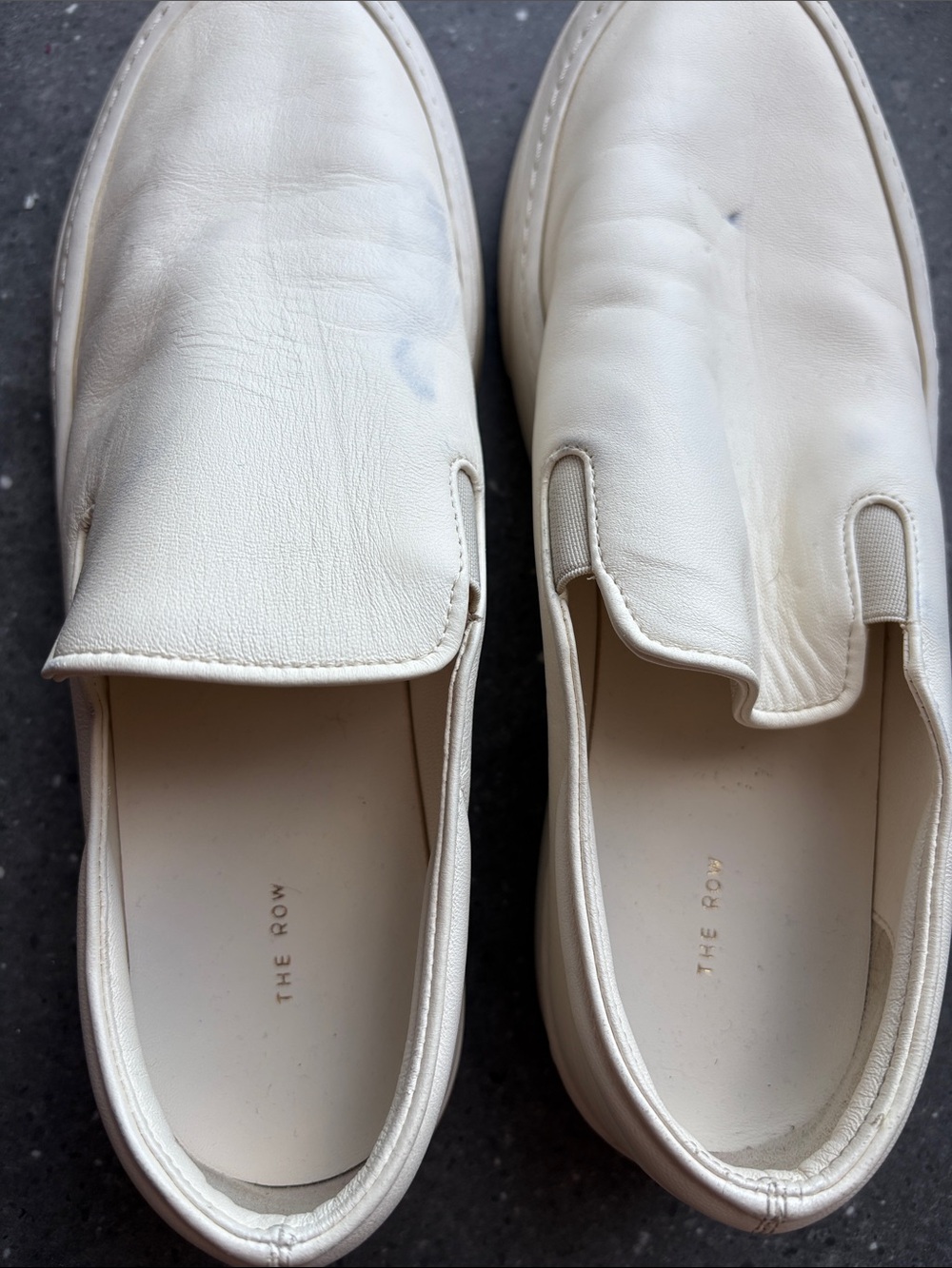 The Row women’s Cream Leather Slip-On Loafers - Picture 2 of 6